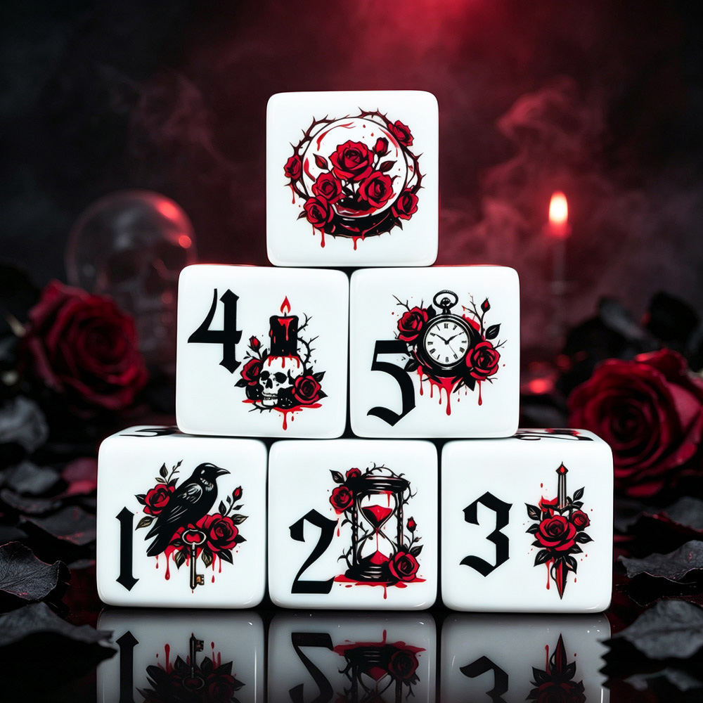 Board Game Arena - 12 Adet Gotik Gül 16MM Baskılı
