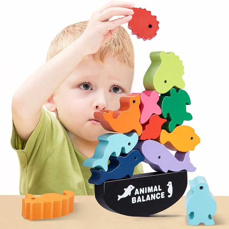 Board Game Quarto - Yeni Çocuk Montessori Ahşap Hayvan Denge