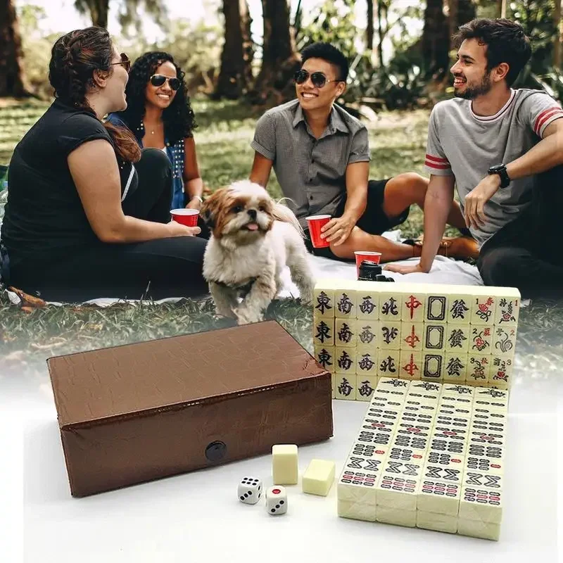 Board Game Mahjong - Çin Mahjong Oyun Seti 144 Beyaz