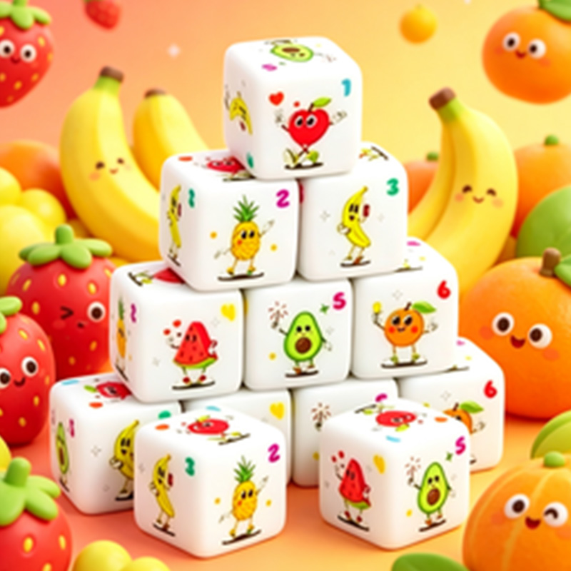 Board Game Arena - 12 Adet Meyve Temalı D6 Zar